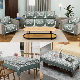Kuber Industries Grey & White Printed Velvet Sofa Cover-image-30