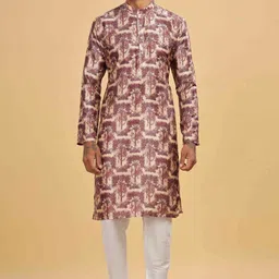 Anouk Maroon Quirky Printed Band Collar Cotton Straight Kurta-picture-9