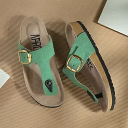 AfroJack Women Colourblocked T-Strap Flats with Buckles-29