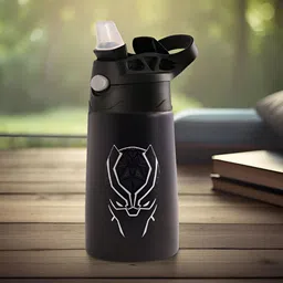 Myntra Elegant Homes Black Stainless Steel Printed Double Wall Vacuum Water Bottle 350ml-14