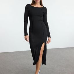 Trendyol Women Side Slits Bodycon Midi Dress-image-45