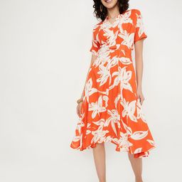 max Women Floral Printed Fit & Flare Short Sleeves Dress-image-115