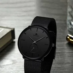 EMPERO Men Brass Dial & Stainless Steel Bracelet Style Straps Analogue Chronograph Watch EAB303 Full Black-image-13