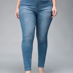 Miss Chase A+ Women Skinny Fit High-Rise Mildly Distressed Light Fade Jeans-picture-10