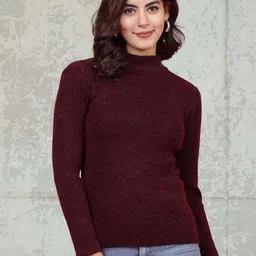 Moda Rapido High Neck Long Sleeves Woollen Top-picture-9