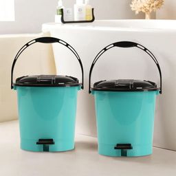 Kuber Industries Green & Black 2 Pieces Pedal Dustbins 5L Each-12