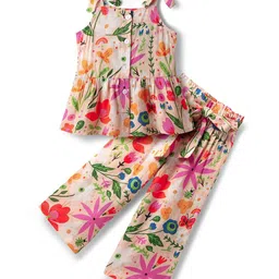 CrayonFlakes Girls Printed Shoulder Straps Top With Palazzos-image-31