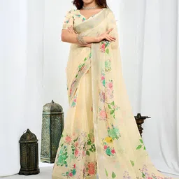 all about you Floral Pure Linen Ready to Wear Saree-image-60