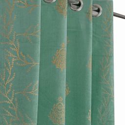 Aura Blue & Gold-Toned 3 Pieces Ethnic Motifs Velvet Long Door Curtains-picture-21