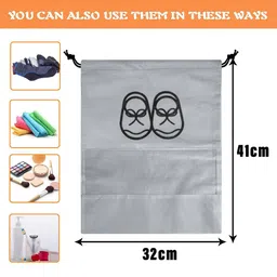 Kuber Industries Red 6 Pieces Shoe Cover with Drawstring Multi-Utility Organisers image 2