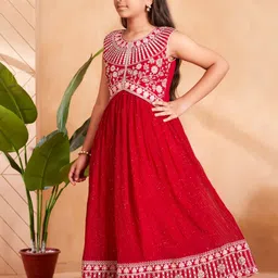 Muhuratam Girls Georgette Gown Dresses-picture-3