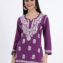 The Chikan Label Ethnic Motifs Embroidered Chikankari Chikankari Kurti-image-96