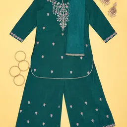 AKKRITI BY PANTALOONS Girls Embroidered Kurta with Palazzos & With Dupatta-picture-48