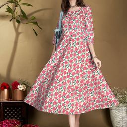 Anouk Floral Printed Cotton Fit & Flare Ethnic Dress-picture-27