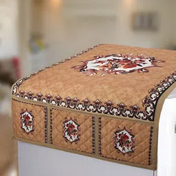LooMantha Peach & Red Floral Printed Refrigerator Appliance Cover-image-26