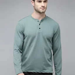 MADSTO Men Solid Henley Neck T-shirt-image-92