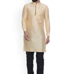 VEERA PARIDHAAN Men Geometric Chikankari Jacquard Kurta-image-97