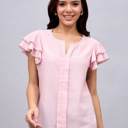 STYLE BLUSH Flutter Sleeve Sheen Crepe Tank Top-picture-3