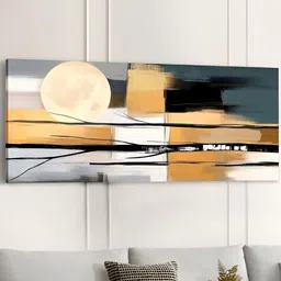 Art Street Yellow & Black 1 Piece Canvas Abstract Wall Paintings-image-84