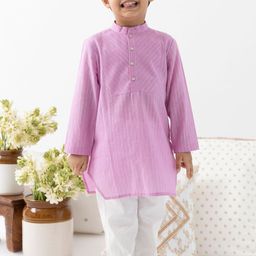 Tiber Taber Boy Stripes Lurex Kurta Pyjama Set-image-52