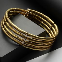 Moedbuille Gold-Plated Layered Antique Tribal Design Oxidised Choker Necklace-image-86
