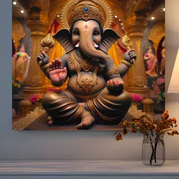 SAF Gold-Toned & Orange 1 Piece Wood Religious Wall Paintings-image-16