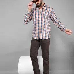 COBB Men Slim Fit Tartan Checks Opaque Checked Casual Shirt-image-97