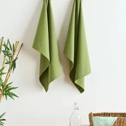 SKANDA FAB 2 Pcs Green Pure Cotton Kitchen Towels-image-92