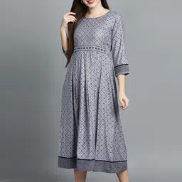 MORDEN MUSE Women Paisley Printed Thread Work Summer Sheers Maternity Anarkali Kurta-image-65