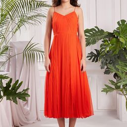 TORSHA Women Shoulder Straps Fit & Flare Midi Dress-image-41