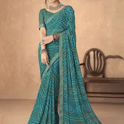 THE FASHION ATTIRE Green Printed Bandhani Chiffon Saree-picture-39