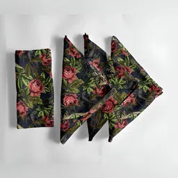 Vargottam 12-Pcs Black & Green Printed Cotton Table Napkins-10