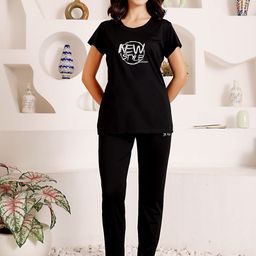 Bodycare Typography Printed Pure Cotton Tshirt & Pyjamas-image-76
