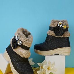 BAESD Girls Leather Embellished Faux Fur Side Zip High Angel Winter Boots-image-72