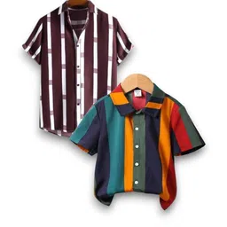 LUVITUS Boys Pack Of 2 Striped Polycotton Shirts-picture-2