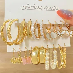 GOLDIWALA Set Of 10 Contemporary Hoop Earrings-16