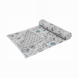 JP SHINE Grey & White Floral AC Room 210 GSM Double Bed Dohar-image-58