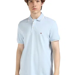 Tommy Hilfiger Men Solid Polo Collar Cotton T-shirt-image-60