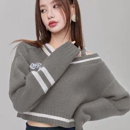 StyleCast Women Printed V-Neck Crop Pullover Sweater-picture-47