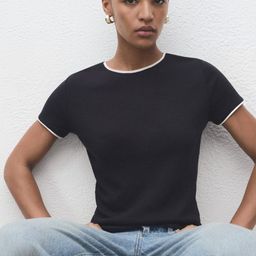 MANGO Contrast Collar Ribbed T-shirt-picture-4