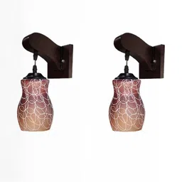 Somil Premium Designer Glass Wall / Night Lamp Elegant & Stylish Dcor Accent for Modern Interiors, Color- Brown, White, Size:- 22.5 X 27.5 X 27 CM-image-17