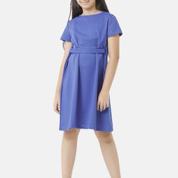 UNDER FOURTEEN ONLY Girl Belted Fit & Flare Dress-image-81