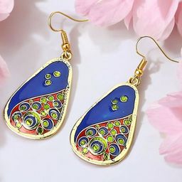 fabula Artificial Stones Studded Teardrop Shaped Meenakari Drop Earrings-image-11