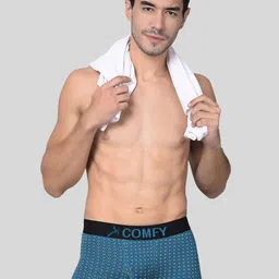 AMUL COMFY Men Pack Of 2 Printed Breathable Trunks ACM101BTRNK-BL-GY-95-PO2 image 2