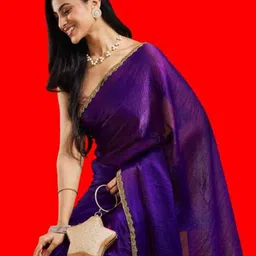 LOROFY Embellished Beads and Stones Linen Blend Dharmavaram Saree-picture-37