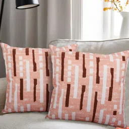 Myntra Elegant Homes Brown & White 2 Pieces Geometric Square Cushion Covers-50