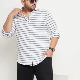 Mast & Harbour Horizontal Stripes Striped Spread Collar Cotton Shirt-picture-45