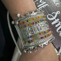 Sangria Oxidised Beaded Bangle-58