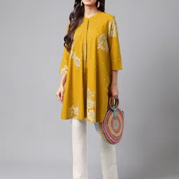 Janasya Mandarin Collar Printed Tunic-11