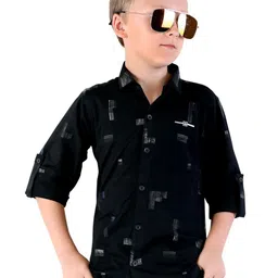 MashUp Boys Classic Spread Collar Abstract Printed Cotton Casual Shirt-picture-58